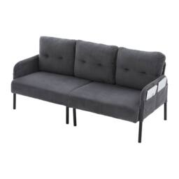 Matteo Corduroy Upholstered Loveseat Sofa with Side Pockets in Charcoal - thumbnail 4