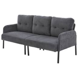 Matteo Corduroy Upholstered Loveseat Sofa with Side Pockets in Charcoal - thumbnail 2