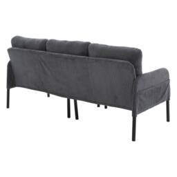 Matteo Corduroy Upholstered Loveseat Sofa with Side Pockets in Charcoal - thumbnail 9