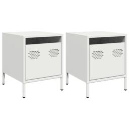Berkfield Home Timeless Bedside Cabinets¬†2 pcs White 35x39x43.5 cm Steel - thumbnail 3