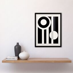 Artery8 Wall Art Print Abstract Geometric Black White Minimalist Circles Stripes Framed Art - Size: A4 - thumbnail 4