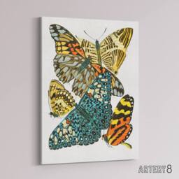 "Artery8 Vintage Butterflies Blue Yellow Canvas Wall Art Print Seguy - Size: W18"" x H24""" - thumbnail 2