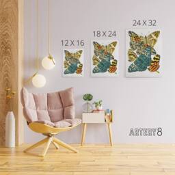 "Artery8 Vintage Butterflies Blue Yellow Canvas Wall Art Print Seguy - Size: W18"" x H24""" - thumbnail 4