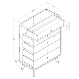 KUDL HOME BR15 Chest of Drawers in Light Oak - thumbnail 5