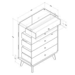 KUDL HOME BR15 Chest of Drawers in Light Oak - thumbnail 3