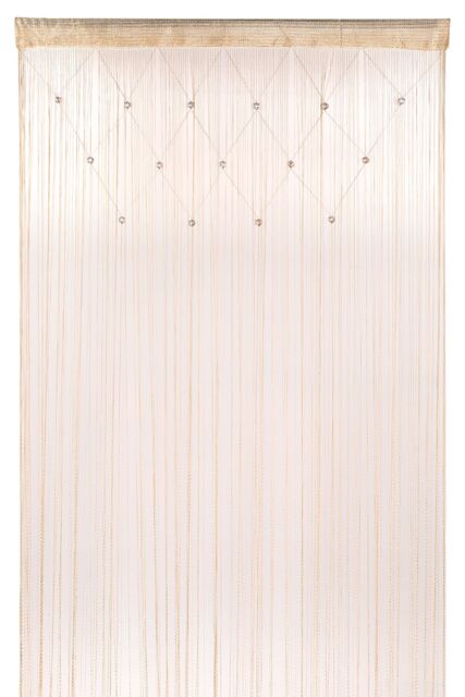 Neel Blue String Curtain Beaded Panel, Gold, 100cm x 200cm in Light Bronze - Size: 100 cm width x 200 cm drop - image 1