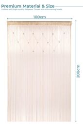 Neel Blue String Curtain Beaded Panel, Gold, 100cm x 200cm in Light Bronze - Size: 100 cm width x 200 cm drop - thumbnail 2