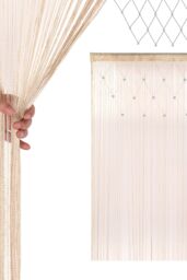 Neel Blue String Curtain Beaded Panel, Gold, 100cm x 200cm in Light Bronze - Size: 100 cm width x 200 cm drop - thumbnail 6