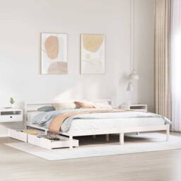 Berkfield Home Full Bed Frame without Mattress White 180x200 cm Super King Solid - thumbnail 2