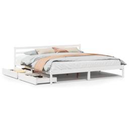 Berkfield Home Full Bed Frame without Mattress White 180x200 cm Super King Solid - thumbnail 3