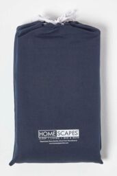 Homescapes Soft Linen Fitted Cot Sheet, Pack of 2 in Navy - thumbnail 5