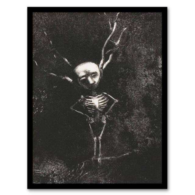 Artery8 Pale Figure in Maze of Branches Redon Vintage Framed Wall Art Print in Grey - Size: A4 - image 1