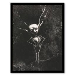 Artery8 Pale Figure in Maze of Branches Redon Vintage Framed Wall Art Print in Grey - Size: A4 - thumbnail 1