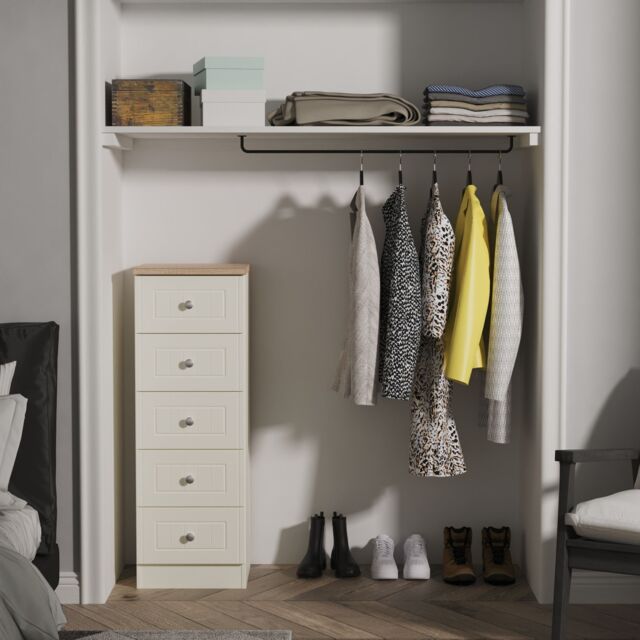 Ready Assembled 2 U Cambridge 5 Drawer Tall Bedside (Ready Assembled) in Cream - image 1