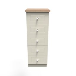 Ready Assembled 2 U Cambridge 5 Drawer Tall Bedside (Ready Assembled) in Cream - thumbnail 2