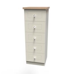 Ready Assembled 2 U Cambridge 5 Drawer Tall Bedside (Ready Assembled) in Cream - thumbnail 4