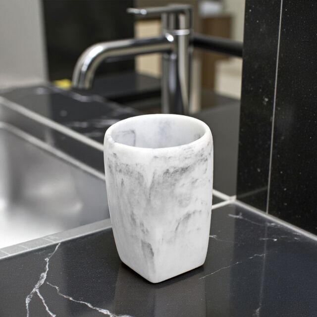Showerdrape Octavia White Marble & Chrome Tumbler - image 1