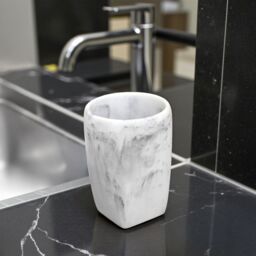 Showerdrape Octavia White Marble & Chrome Tumbler