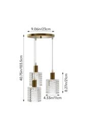 Living and Home 3-Light Iron & Glass Pendant Light in Gold - thumbnail 3
