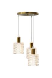 Living and Home 3-Light Iron & Glass Pendant Light in Gold - thumbnail 4