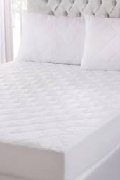 BHS Hotel Collection Cotton Mattress Protector in White - Size: King - thumbnail 1