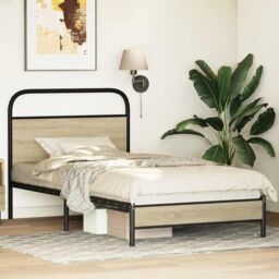 Berkfield Home Bed Frame without Mattress 90x200 cm Sonoma Oak Engineered Wood in Brown - thumbnail 4