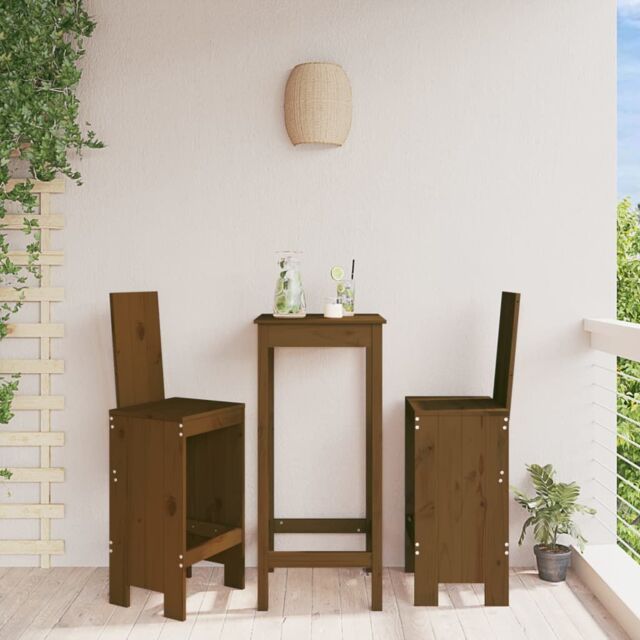 Berkfield Home Bar Stools 2 pcs Honey Brown 40x42x120 cm Solid Wood Pine - Size: 40 x 42 x 120 cm - image 1
