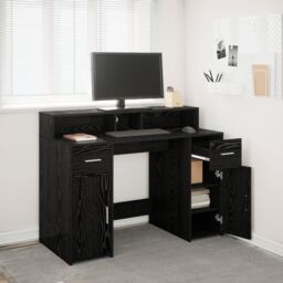 Berkfield Home Desk Black Oak 120x55x91 cm Engineered Wood - Size: 120 x 55 x 91 cm - thumbnail 1