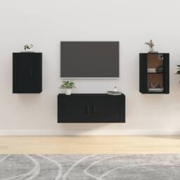 Berkfield Home Wall Mounted TV Cabinets 2 pcs Black 40x34.5x60 cm - thumbnail 2