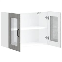 Berkfield Home Kitchen Wall Cabinet with Glass Door Kalmar Grey Sonoma Wood - thumbnail 7