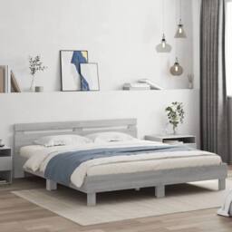 Berkfield Home Durable Bed Frame without Mattress Grey Sonoma 160x200 cm - thumbnail 2