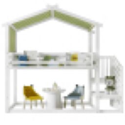Matteo Bunk bed, Teen Bed, Children's bed MDF + Pinewood + Plywood, Decorative Canopy, Corner Staircase in White - Size: Double - thumbnail 6