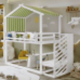 Matteo Bunk bed, Teen Bed, Children's bed MDF + Pinewood + Plywood, Decorative Canopy, Corner Staircase in White - Size: Double - thumbnail 2