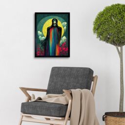 "Artery8 Wall Art Print Death Tarot Card Skull Full Moon Art Framed in Black - Size: W12"" x H16""" - thumbnail 2
