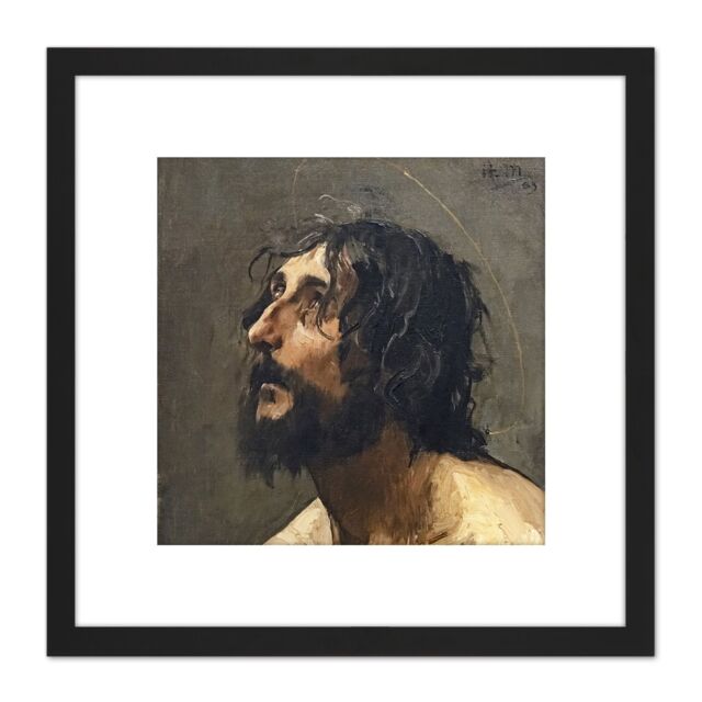 Artery8 Martin Henri Self Portrait As John Baptist Painting 8X8 Inch Square Wooden Framed Wall Art Print Picture with Mount in Black - image 1
