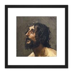 Artery8 Martin Henri Self Portrait As John Baptist Painting 8X8 Inch Square Wooden Framed Wall Art Print Picture with Mount in Black - thumbnail 1