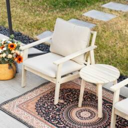 Direct Wicker Acacia Wood Outdoor Bistro Set, Table Set - Naturally Sanded in Cream - Size: 2 Seater - thumbnail 2