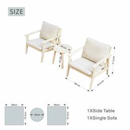 Direct Wicker Acacia Wood Outdoor Bistro Set, Table Set - Naturally Sanded in Cream - Size: 2 Seater - thumbnail 5