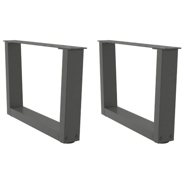 Berkfield Home Dining Table Legs V-Shape 2 pcs Anthracite 60x(30-31.3) cm Steel in Black - image 1