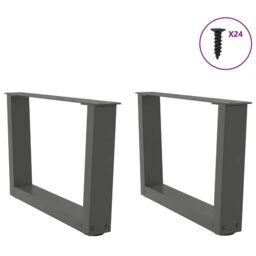 Berkfield Home Dining Table Legs V-Shape 2 pcs Anthracite 60x(30-31.3) cm Steel in Black - thumbnail 3