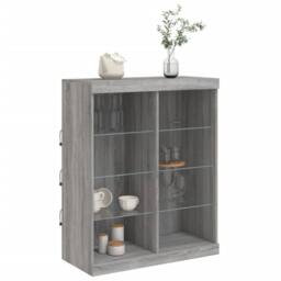 Berkfield Home Sideboard with LED Lights Grey Sonoma 81x37x100 cm - Size: 81 x 37 x 100 cm - thumbnail 5
