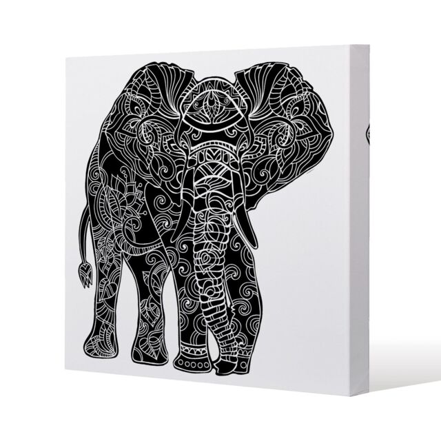Benjamin Tate Design Elephant Silhouette (Canvas Print) / 77 x 77 x 4cm in Natural - Size: 77 x 77 x 4 cm - image 1