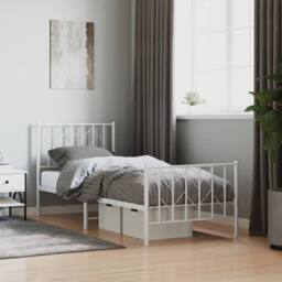 Berkfield Home Metal Bed Frame without Mattress with Footboard¬†White 80x200cm in White - Size: 80x200 cm - thumbnail 2
