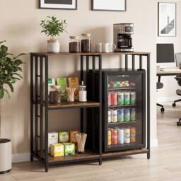 Costway Kitchen Baker's Rack Mini Fridge Stand Table w/ 4 Shelves Bar Table in Brown - thumbnail 9
