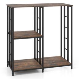 Costway Kitchen Baker's Rack Mini Fridge Stand Table w/ 4 Shelves Bar Table in Brown - thumbnail 3