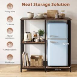 Costway Kitchen Baker's Rack Mini Fridge Stand Table w/ 4 Shelves Bar Table in Brown - thumbnail 2