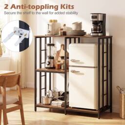 Costway Kitchen Baker's Rack Mini Fridge Stand Table w/ 4 Shelves Bar Table in Brown - thumbnail 7