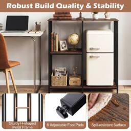 Costway Kitchen Baker's Rack Mini Fridge Stand Table w/ 4 Shelves Bar Table in Brown - thumbnail 8