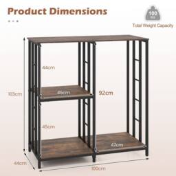 Costway Kitchen Baker's Rack Mini Fridge Stand Table w/ 4 Shelves Bar Table in Brown - thumbnail 6