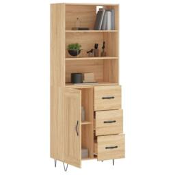 Berkfield Home Highboard Sonoma Oak 69.5x34x180 cm Engineered Wood in Light Oak - thumbnail 1